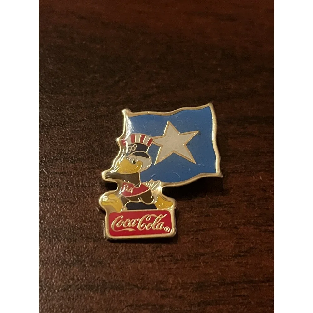 Vintage 1984 Los‎ Angeles Olympics Coca Cola Sam Eagle Somalia Flag Lapel Pin