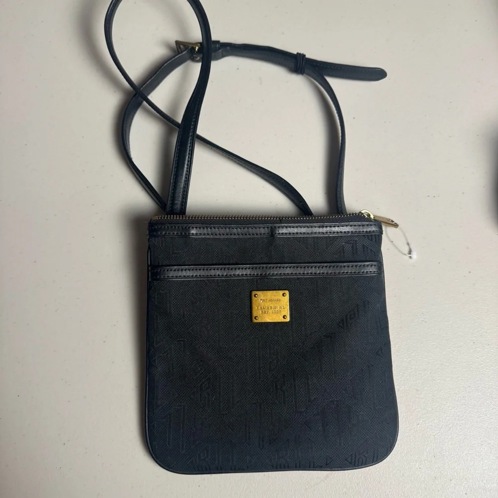 Lauren Ralph Lauren Vintage small Black Messenger Bag with Gold‎ Crossbody