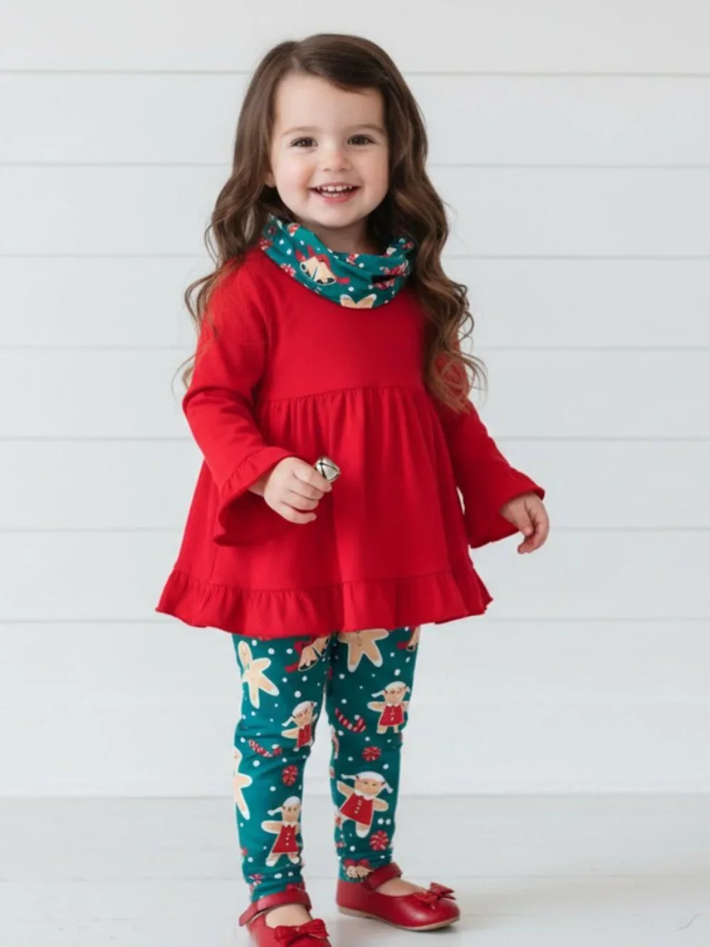 Red & Blue Boutique Gingerbread Outfit, girls