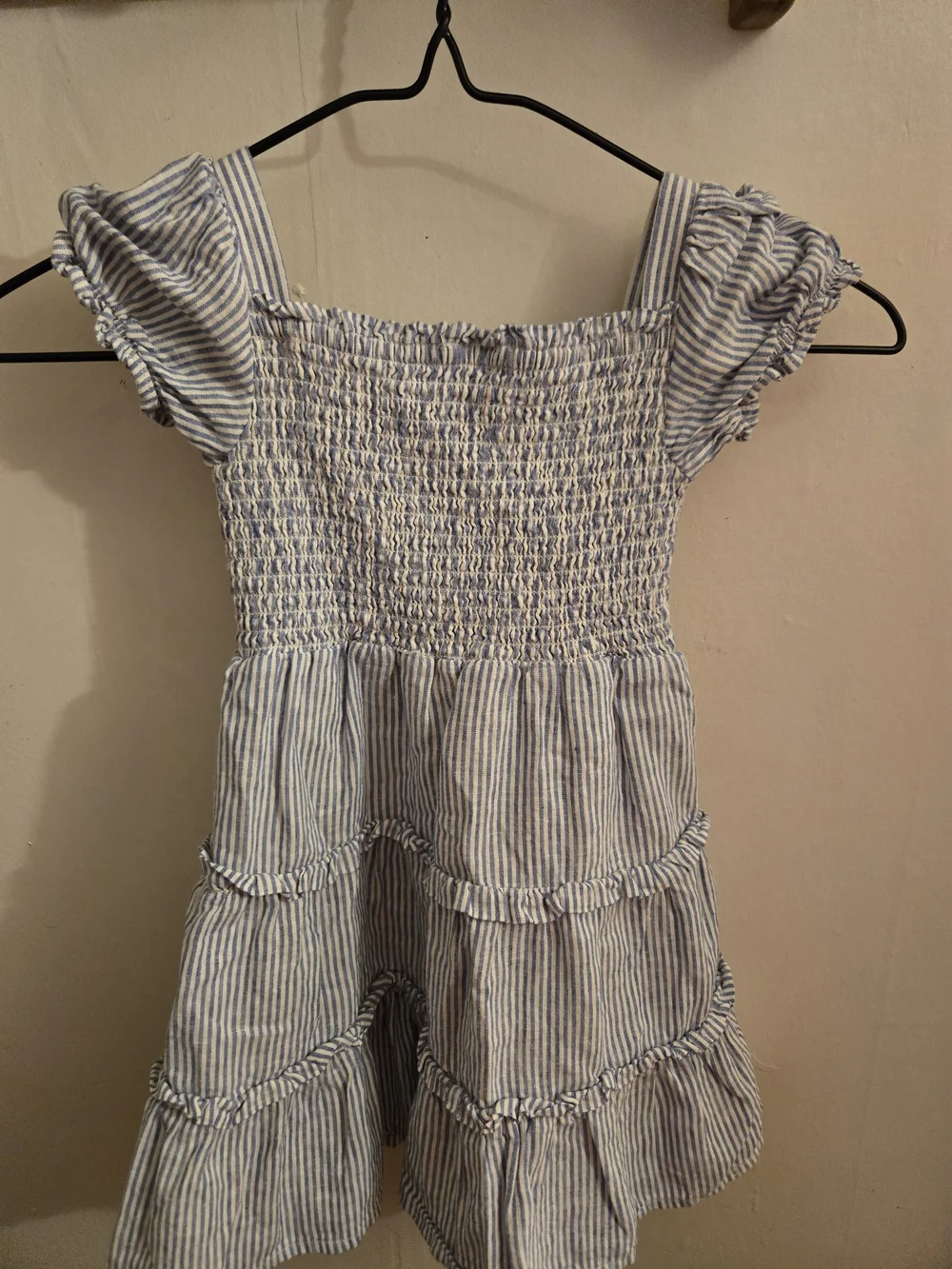 Gymboree Blue and White Striped Smocked Tiered Dress