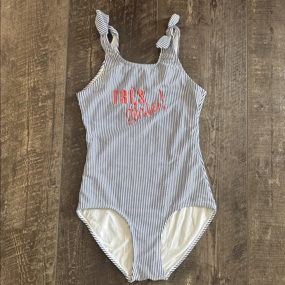Blue & White Stripe One-Piece Swimsuit - Très Chic