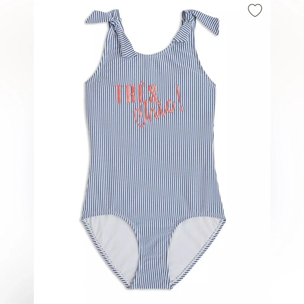 Blue & White Stripe One-Piece Swimsuit - Très Chic