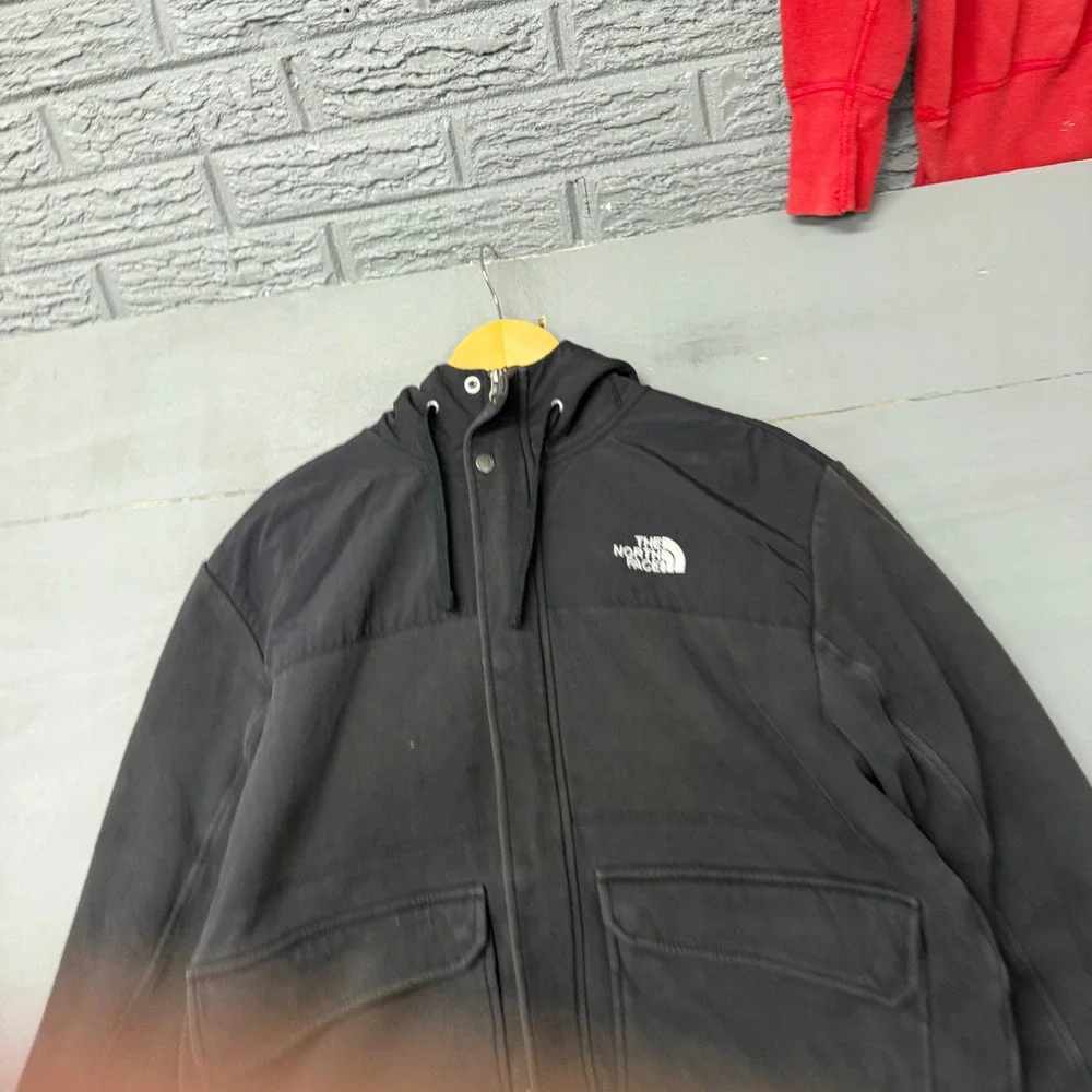 The‎ North Face Mens XL Black Hooded Utility Fleece Jacket Full Zip Mixed Media