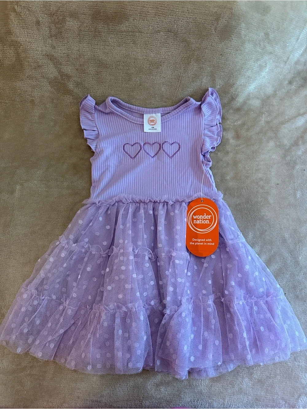 wonder nation Lavender Heart Tulle Party Dress for Girls