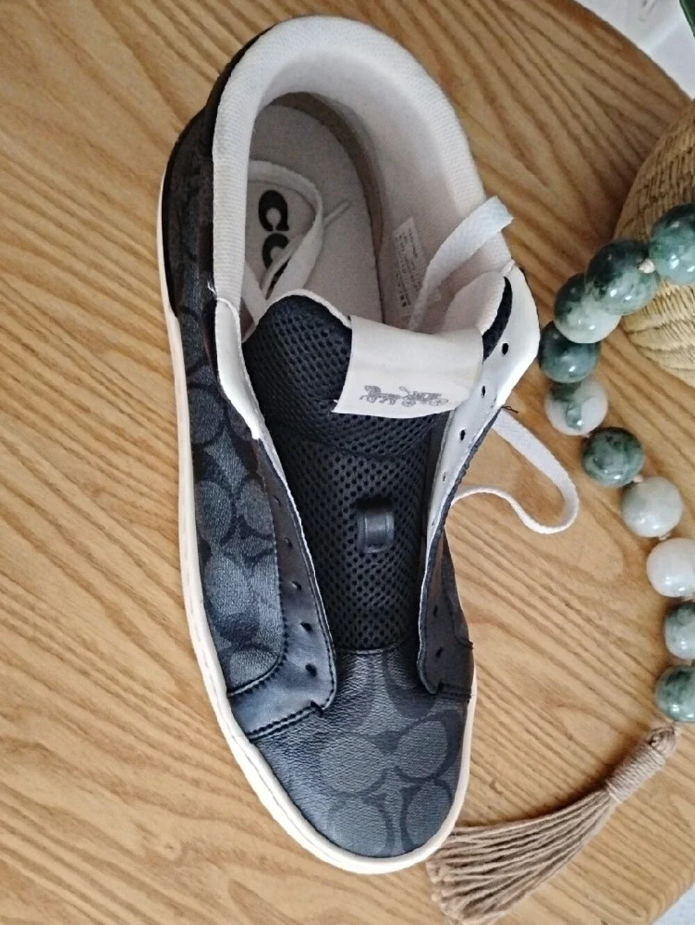 Coach Men’s 8 Women's 9.5 Black and White Signature High-Top Sneaker