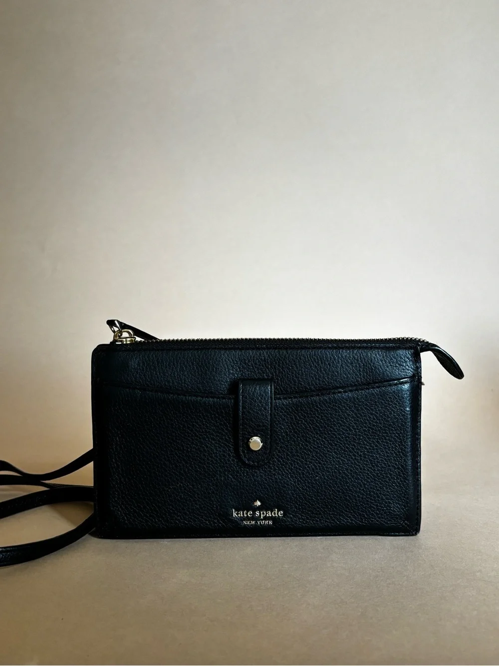 kate spade Black Leather Crossbody Card Wallet