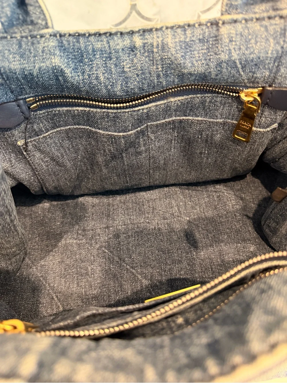 Prada Denim Tote in Washed Blue