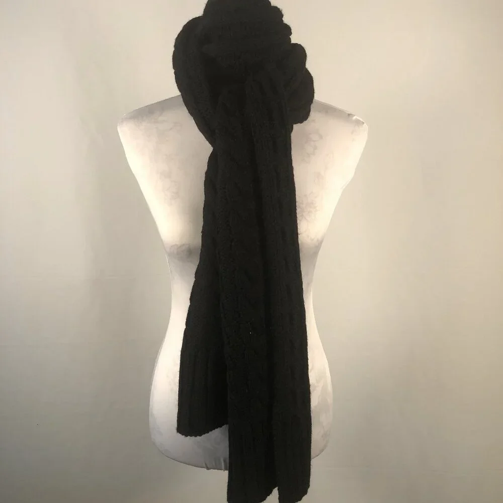 Soia & Kyo Black Cable Knit Wool Blend Scarf Wrap – One Size