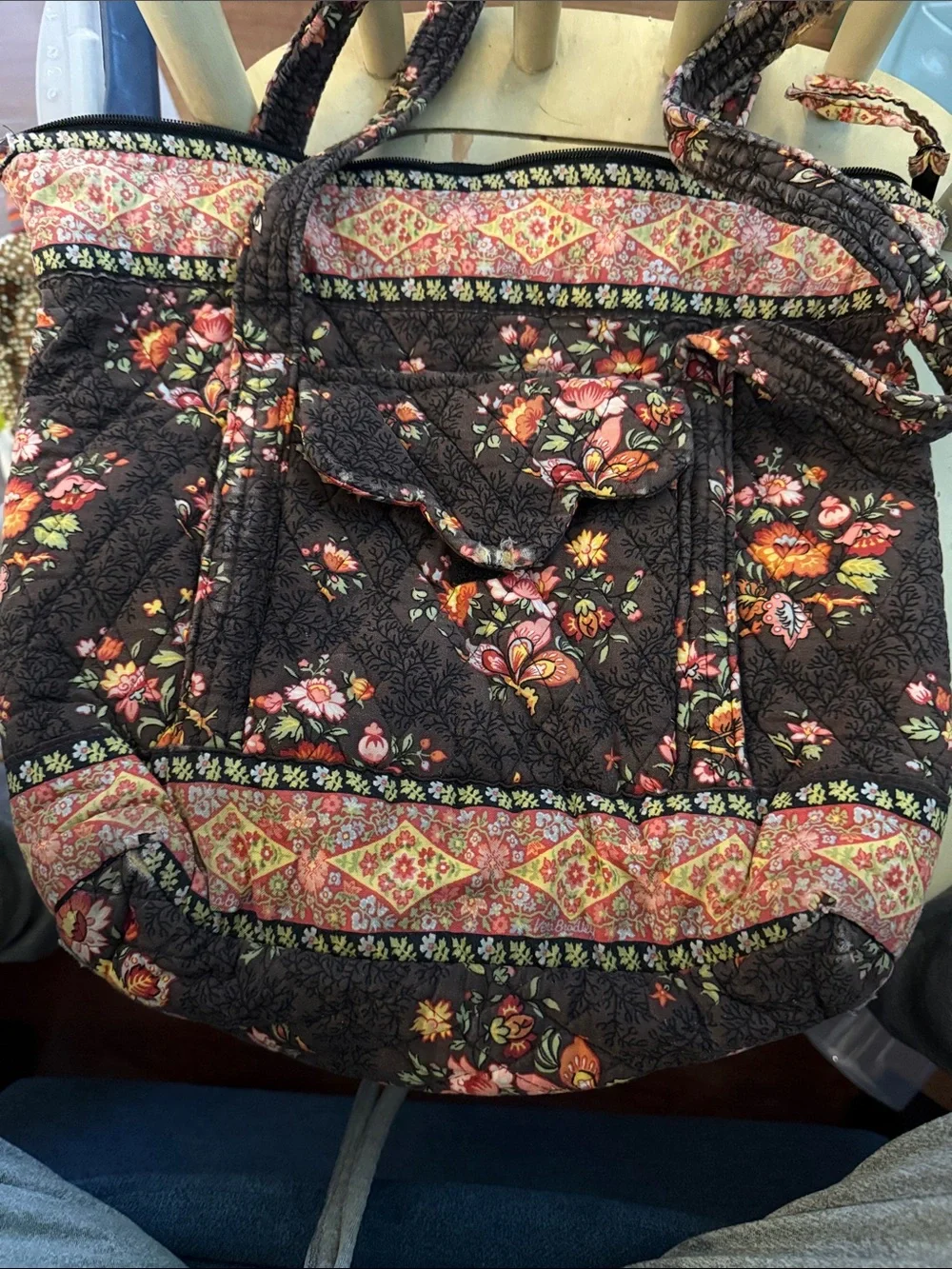vintage Vera Bradley quilted cotton shoulder bag in the retired 