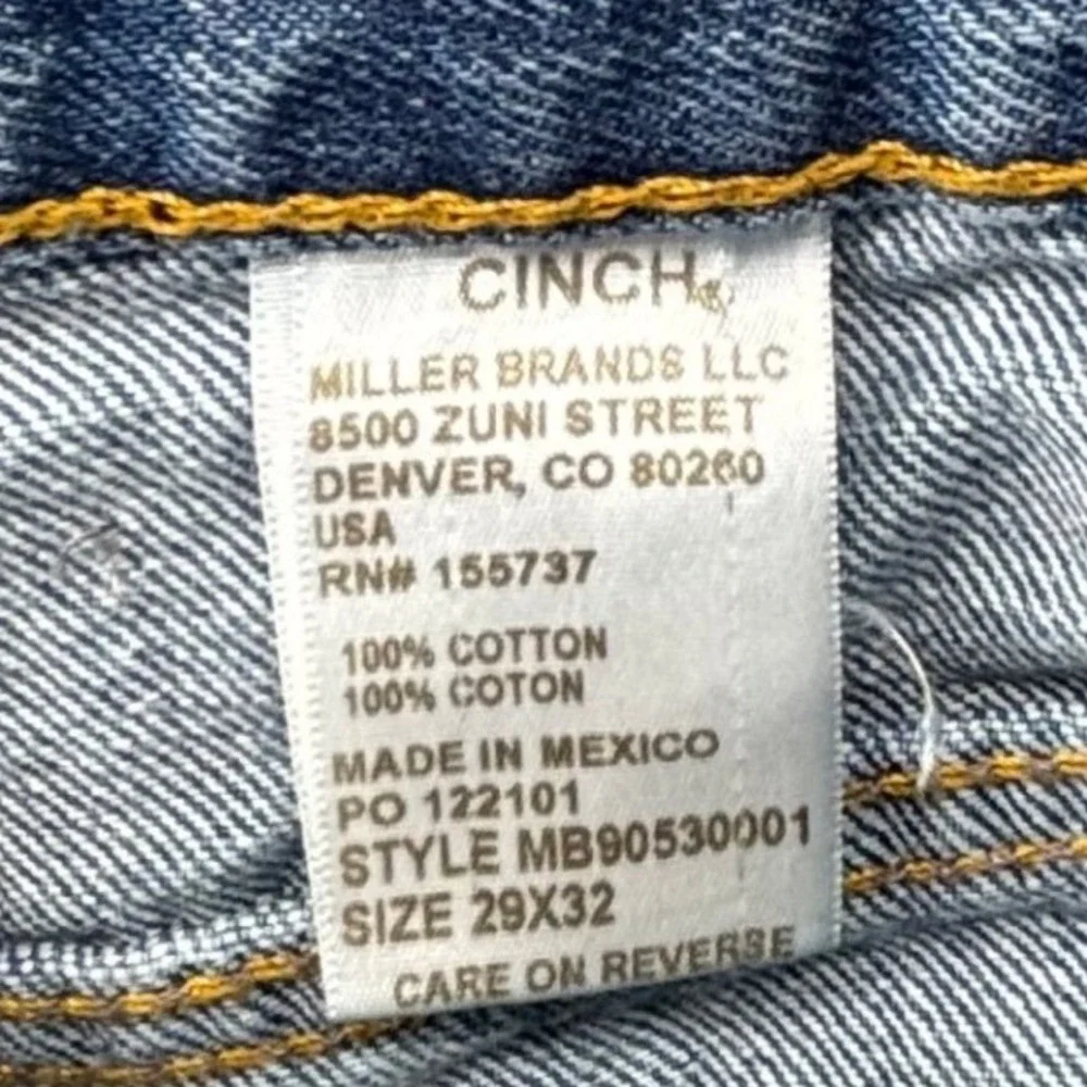Cinch Jeans Mens 29x32 Blue 100% Cotton Straight Leg Western Lot of 2