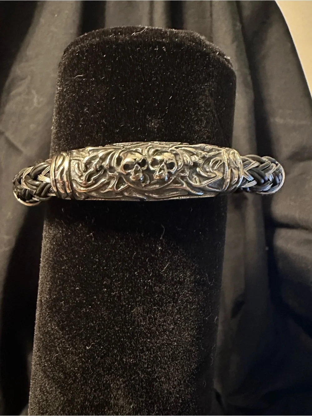 Dell Arte Jean Claude Braided Bracelet with Skeleton Detail