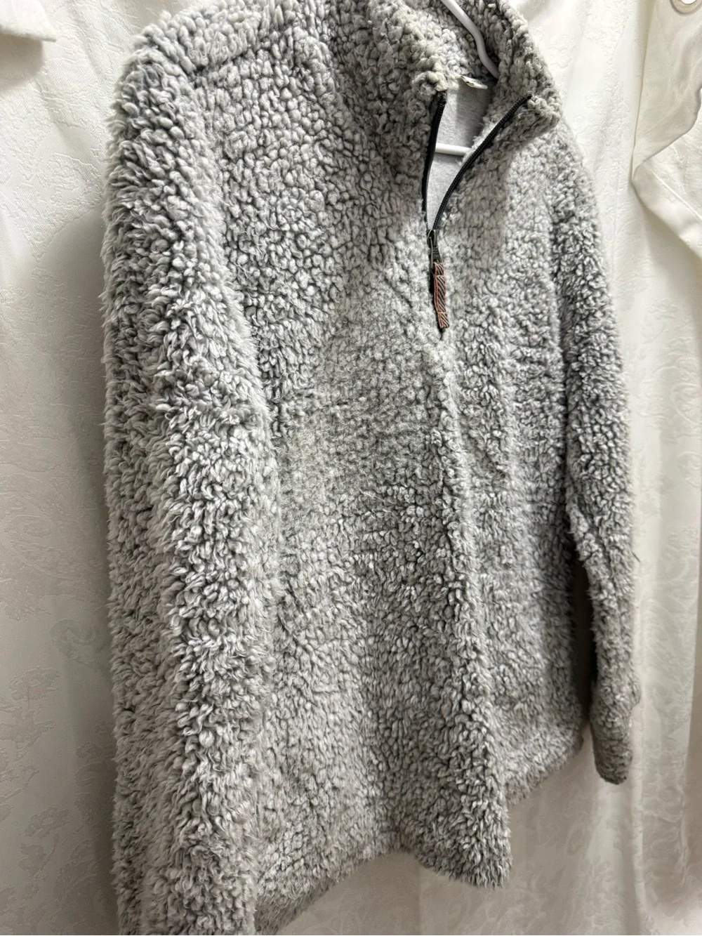 Weatherproof Light Gray Sherpa Half-Zip Pullover