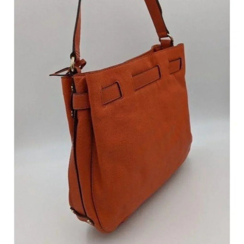 Michael Kors women's Hamilton orange leather signature‎ liner shoulder bag