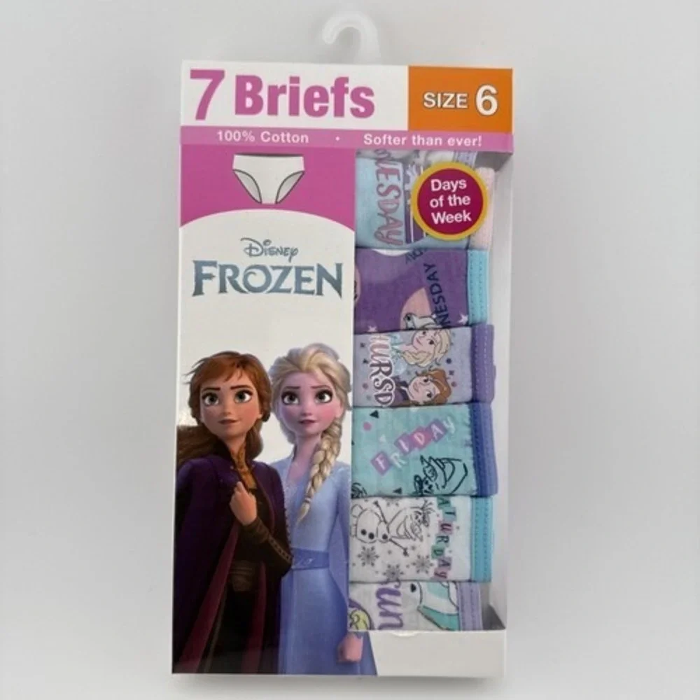 Disney Frozen 100% Cotton Underwear Size 6 Days Of The Week Panties 7 Pack NEW