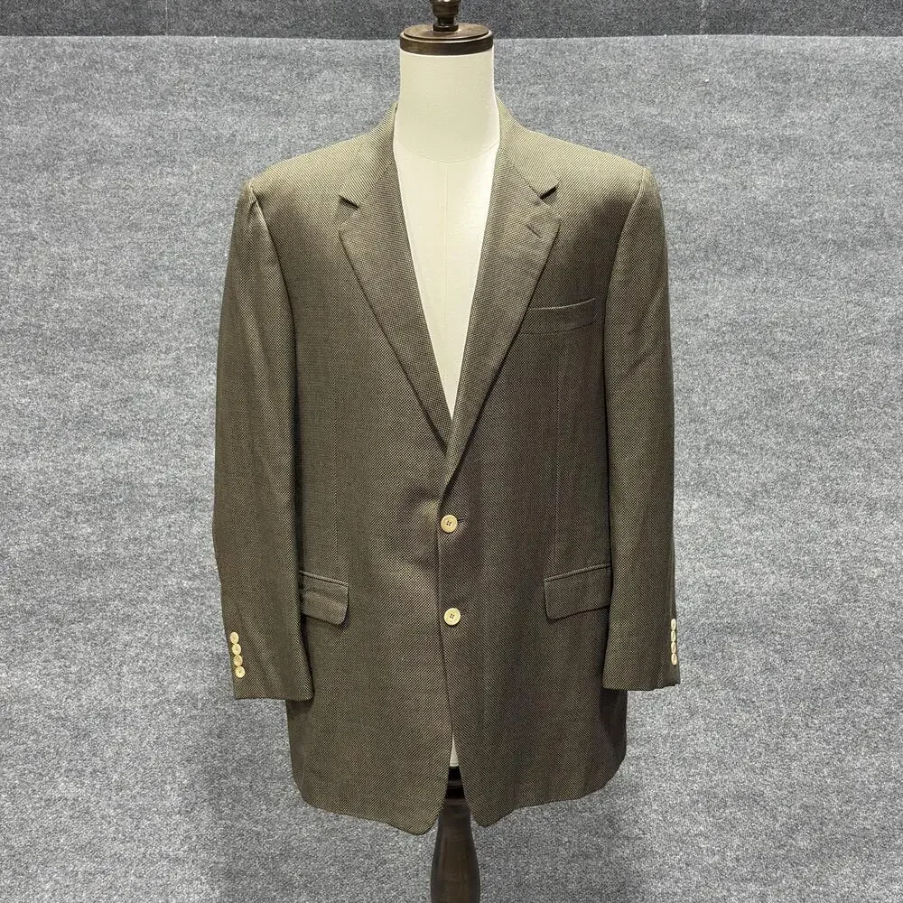 Vintage Hickey Freeman Boardroom Blazer Mens 46 Long Brown Wool Made in USA