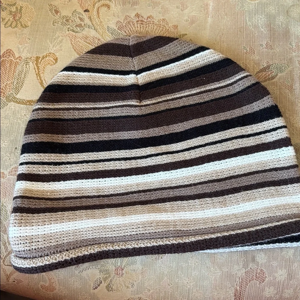 FINAL MARKDOWN Striped Knit Beanie Hat