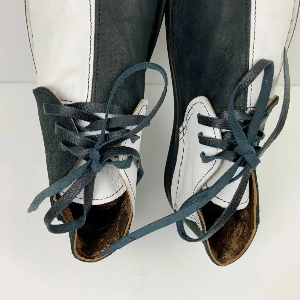Bread & Butter Men's Leather Black/White Split Toe Chukka Boots Italy Sz 8 - 8.5