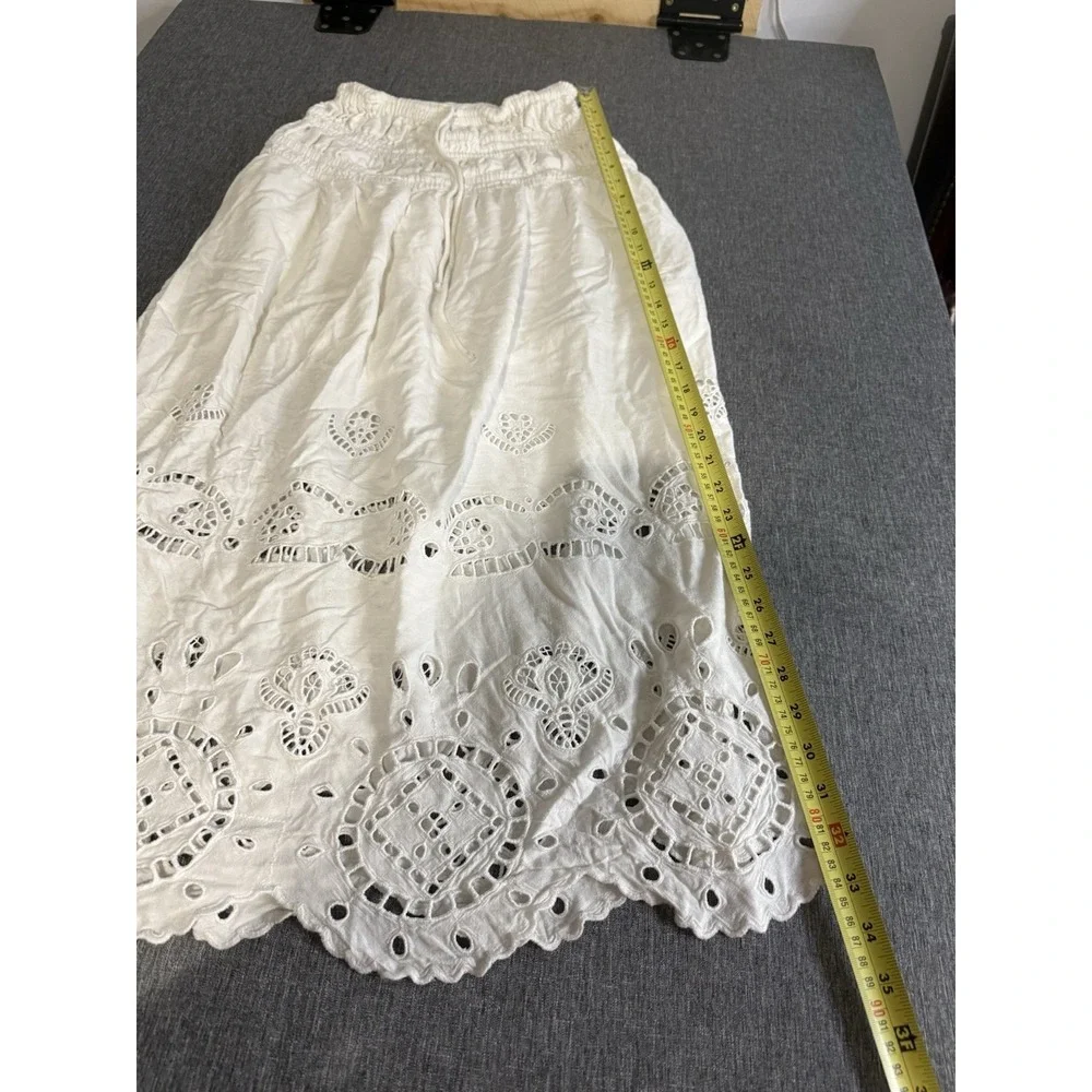 Future Collective White Eyelet Embroidered Maxi Skirt Womens Sz XS Boho Cottage