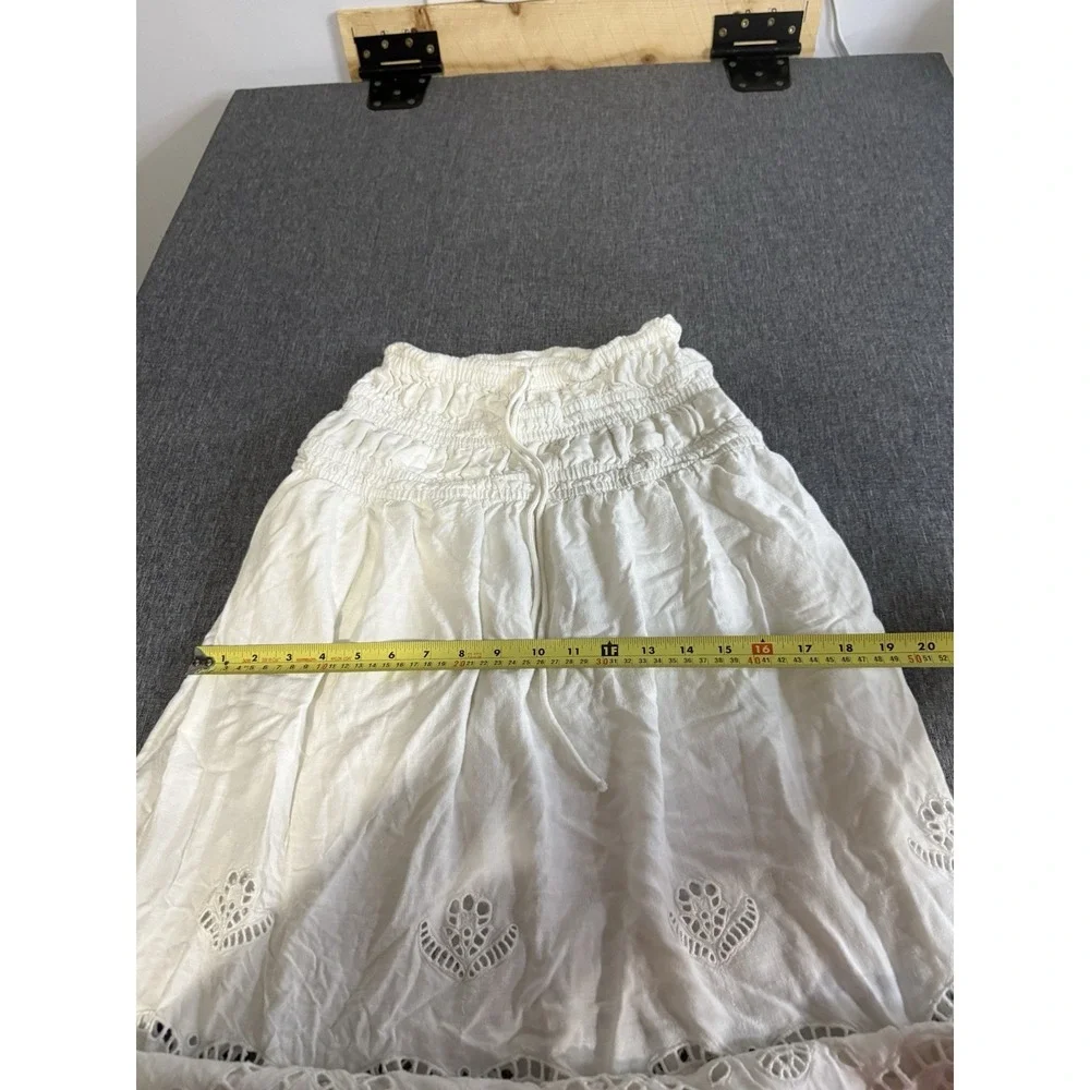 Future Collective White Eyelet Embroidered Maxi Skirt Womens Sz XS Boho Cottage