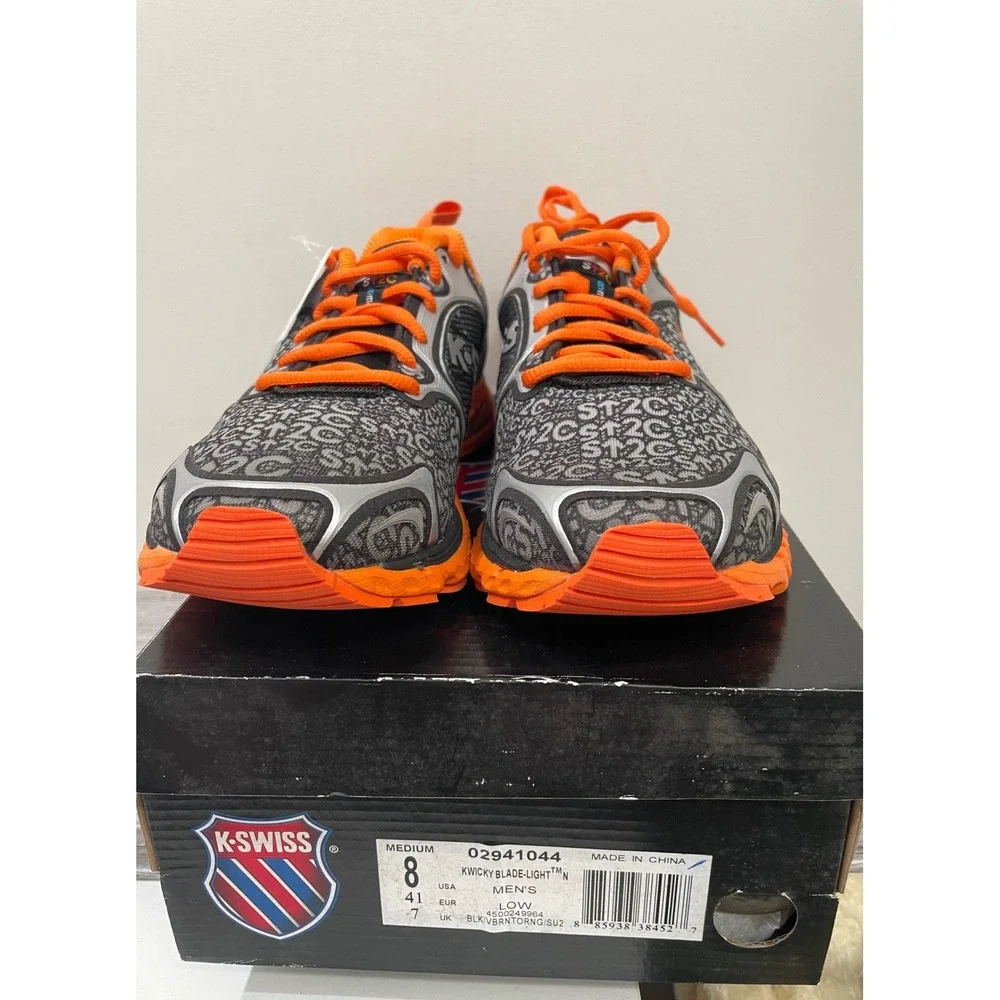 K-Swiss Kwicky Blade-Light SU2C Mens Running‎ Shoes 8 Orange Grey 02941044