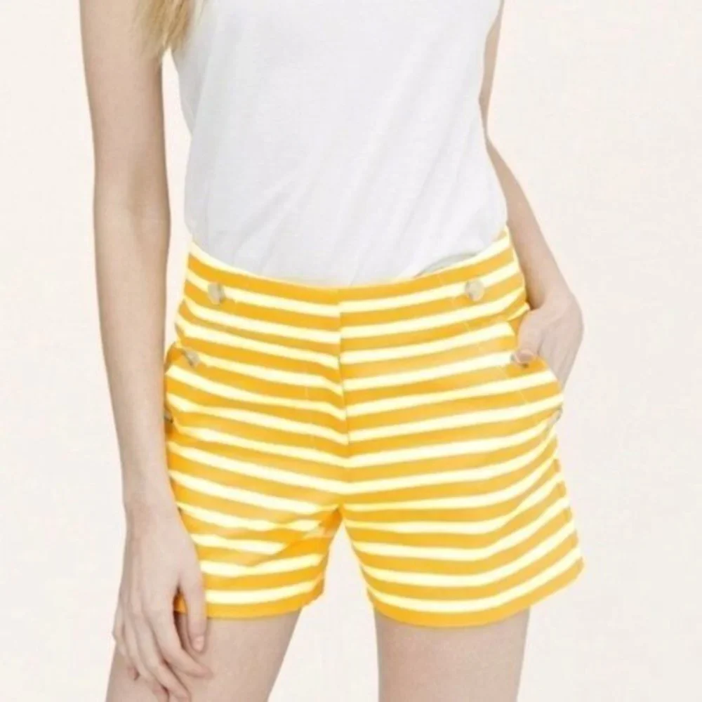LOFT Ann Taylor yellow and white Striped Rivera Shorts‎
