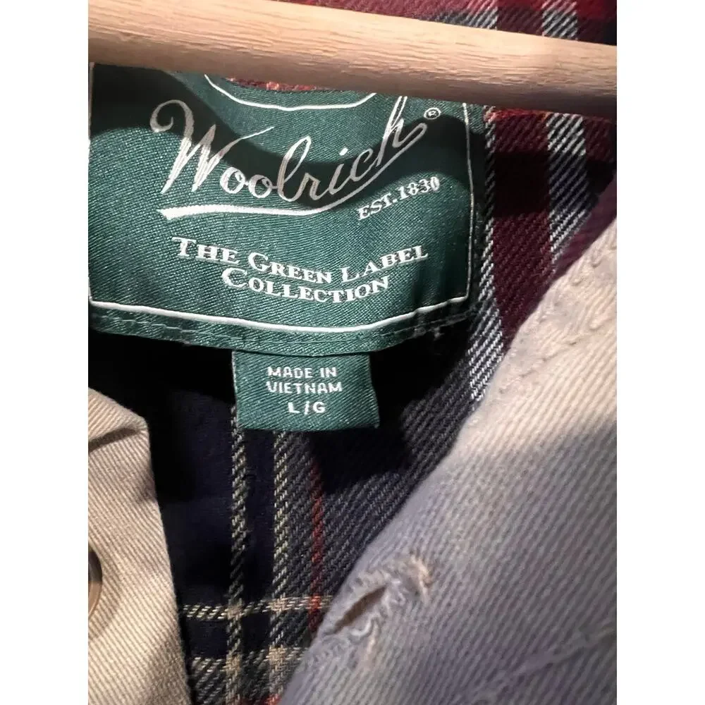Woolrich Khaki Flannel Lined Cotton Shirt Jacket Men’s Large