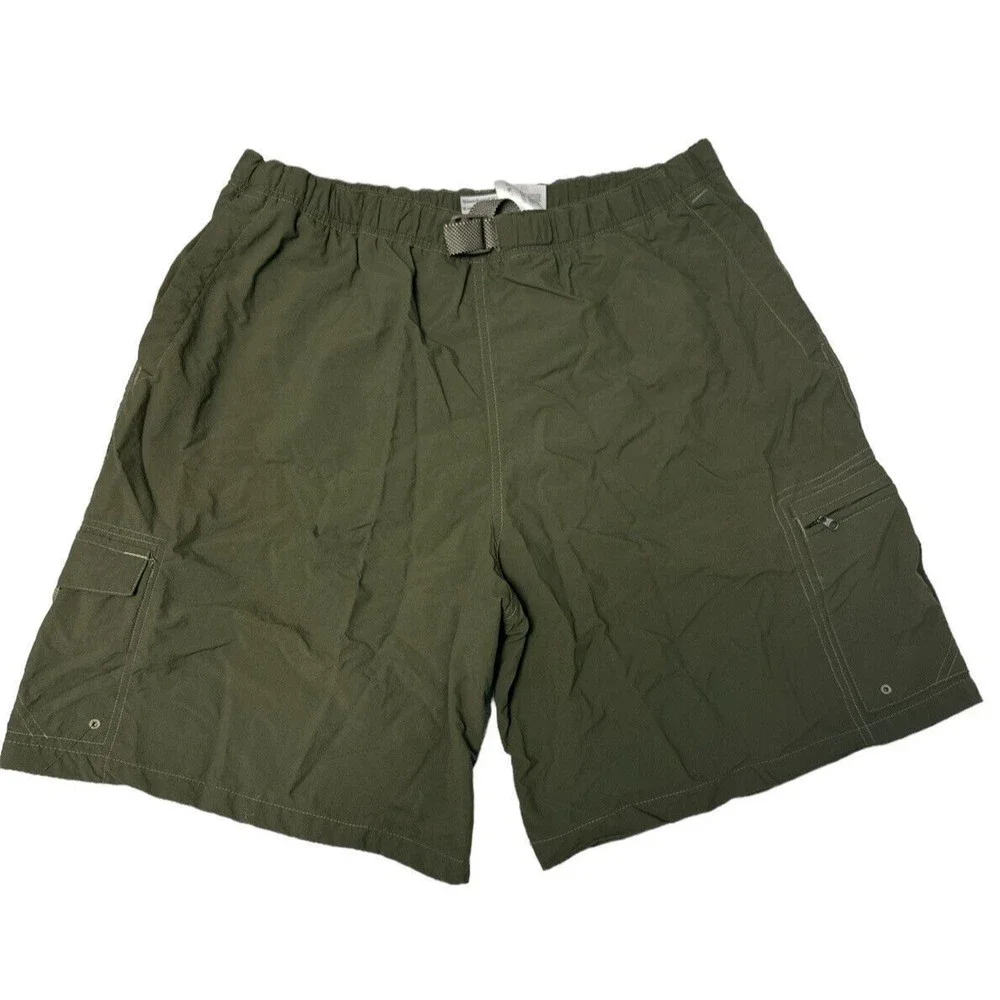 Columbia Men's Green 5 Pocket W Belt Packable 8 In Inseam W Mesh Liner Sz XL EUC