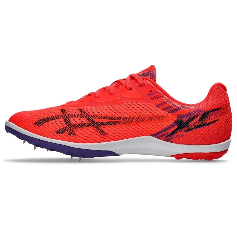 ASICS UNISEX RESURGENCE XC TRACK & FIELD SHOES, 5M / 6.5W, FLASH RED/BLACK