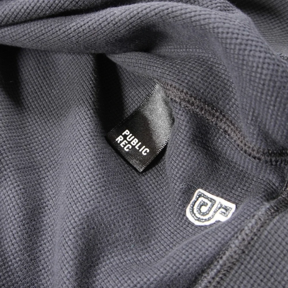 Public Rec Waffle Knit Raglan XL Men Hoodie Thermal Black Gym Essential Pullover