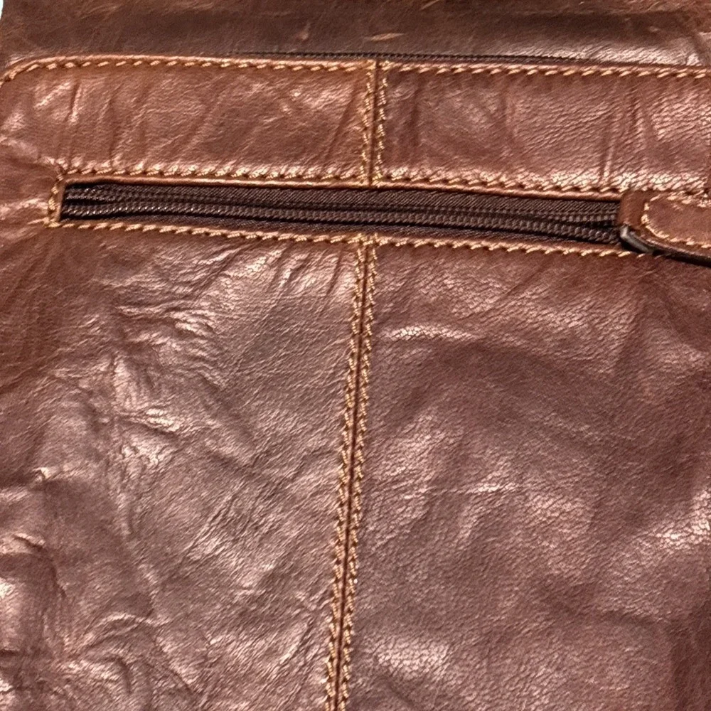 Jack Georges Leather Crossbody Bag Brown‎ Pockets Purse Adjustable Strap