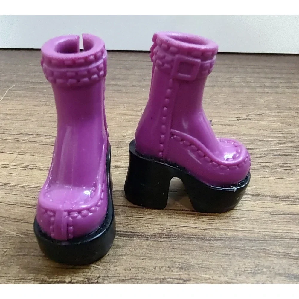 Barbie My Scene Doll Shoes Purple Platform Buckle Stitch Winter Snow Boots Z30