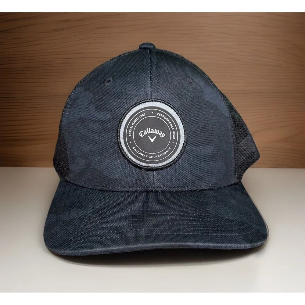 Callaway Golf Hat Black‎ Camo Golf Trucker Cap Adjustable Snapback Mens One Size