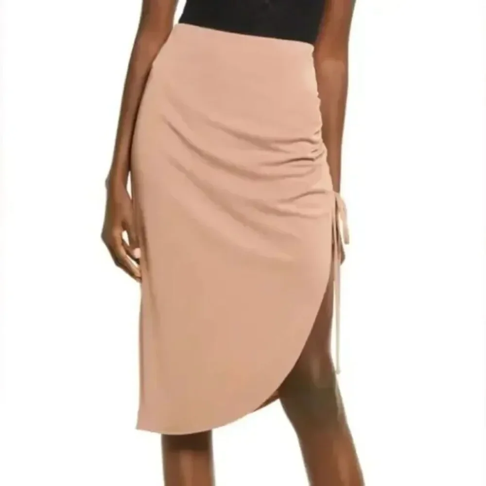 New NWT Open Edit Ruched  Skirt Mocha Tan Size Medium M Soft