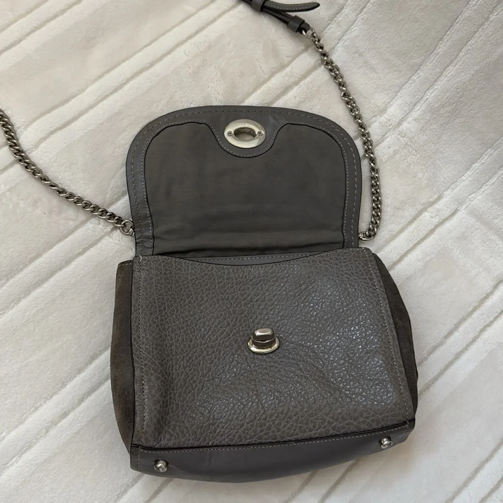 Coach Faye Leather Suede Crossbody Bag with Silver Chain Style F22349