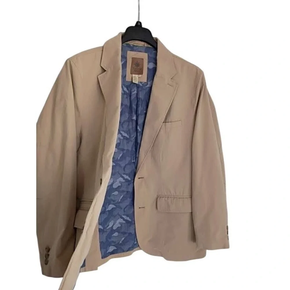 Territory Ahead 100% Cotton Tan Blazer Jacket‎ L Button Up Lapel Collar Light