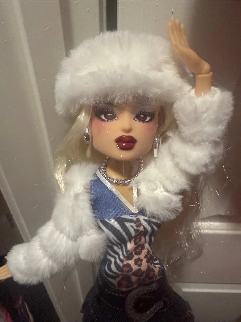 Dress to Impress Fashion Doll in White Fur Outfit