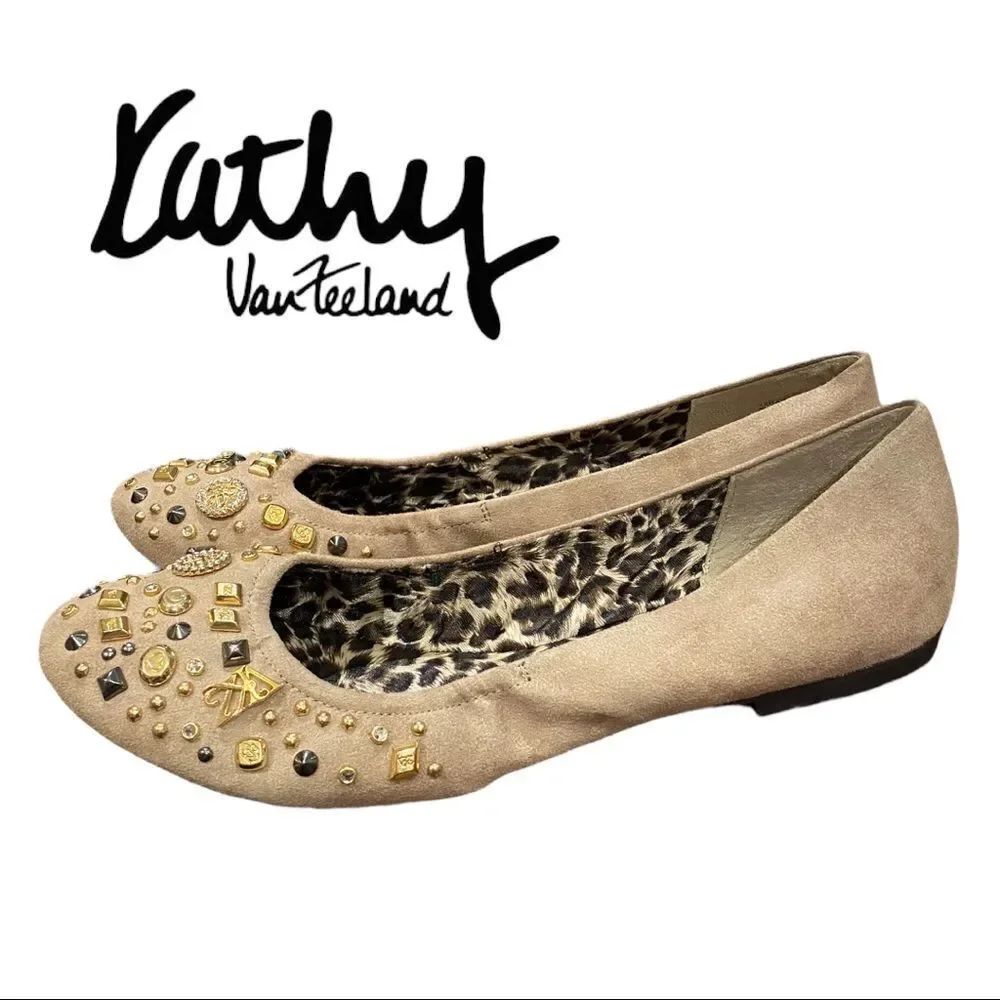 NEW Kathy Van Zeeland Rayme Tan Embellished Slip-on Flats 11 11M