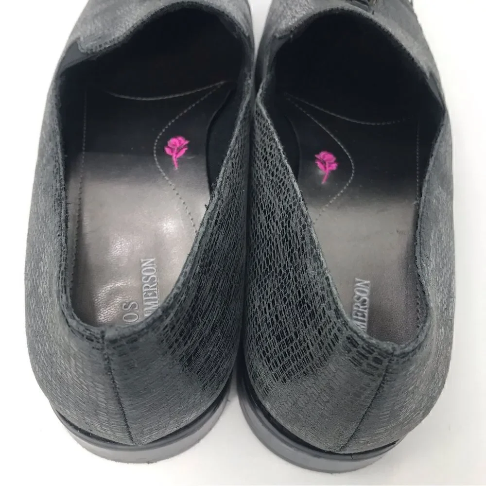 Ros Hommerson DIXIE  Tassel Loafer in Charcoal Iguana Print Leather