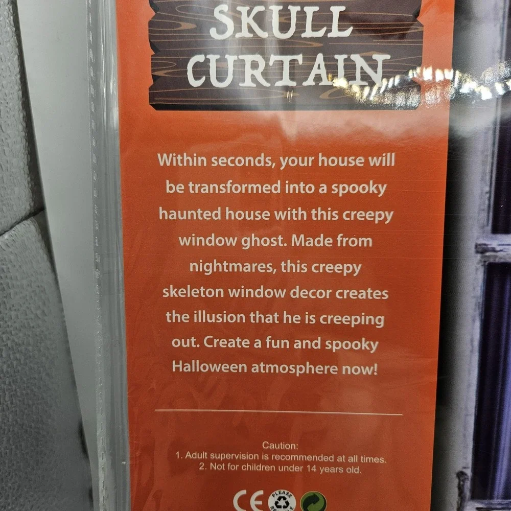 Halloween Skull Curtain Window Decor NEW