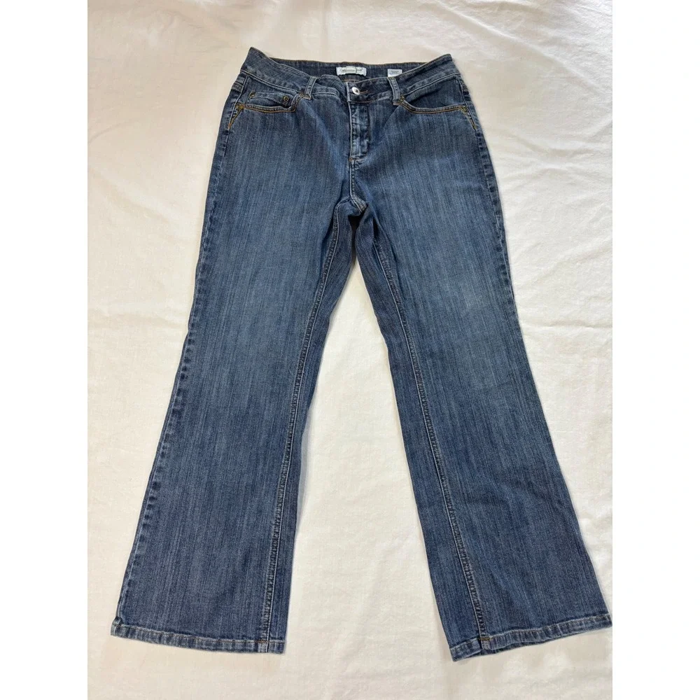 Coldwater Creek Petite 12 Bootcut Jeans Medium Wash Blue Embroidered Pocket P12