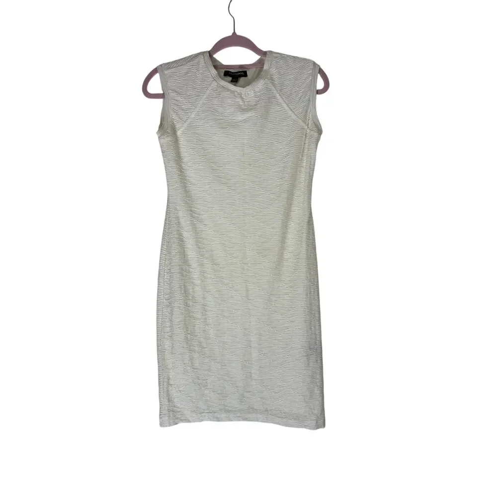 Sharagano Ivory Textured Sleeveless Stretchy Sheath Casual Mini Dress Size 4‎