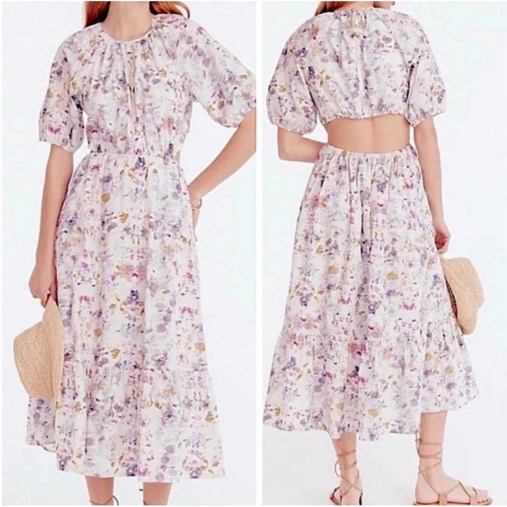 J. Crew x Flora Obscura Cutout‎ Dress Kaleidoscope Floral Boho Indie Whimsical 6