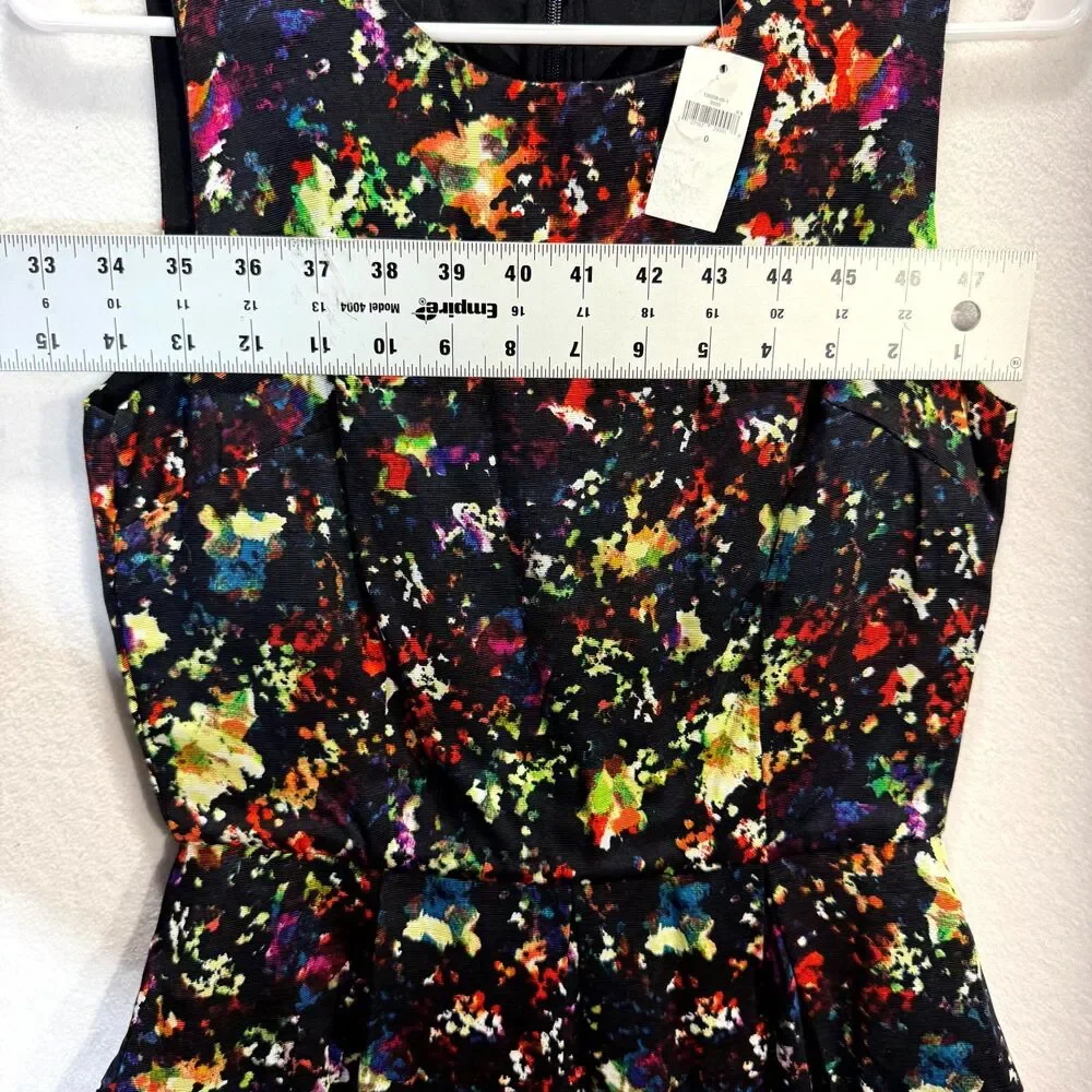 Gap Women's Confetti fit & flare Black Floral Printed Sundress Womens Size 0 NEW