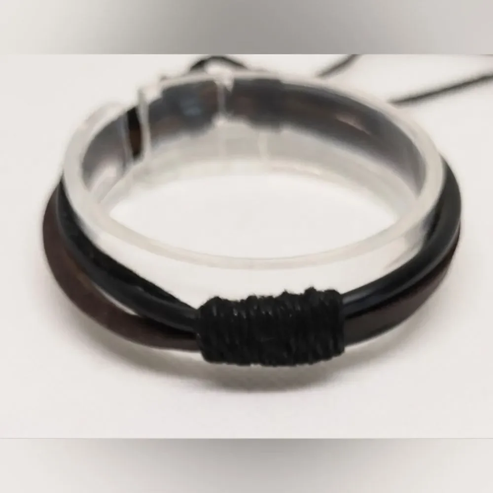 Men's bracelet leather layered brown‎ new e72