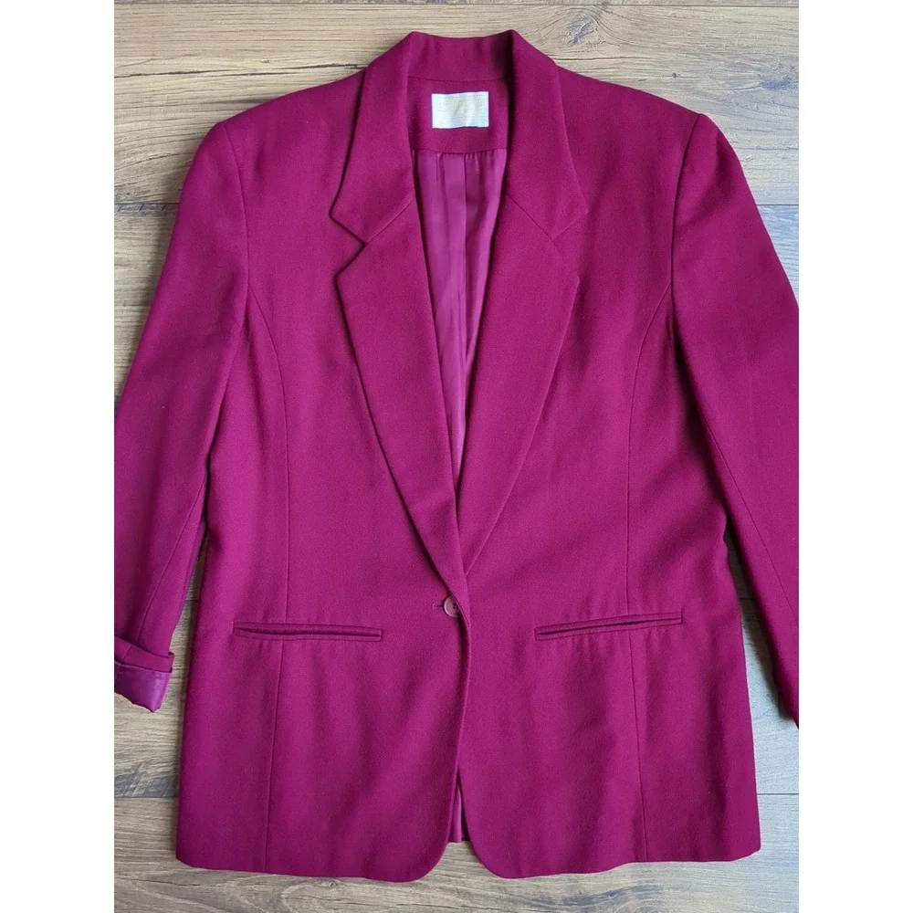 VTG Pendleton‎ Womens Sz 10 Single Button Deep Red Blazer Made In USA