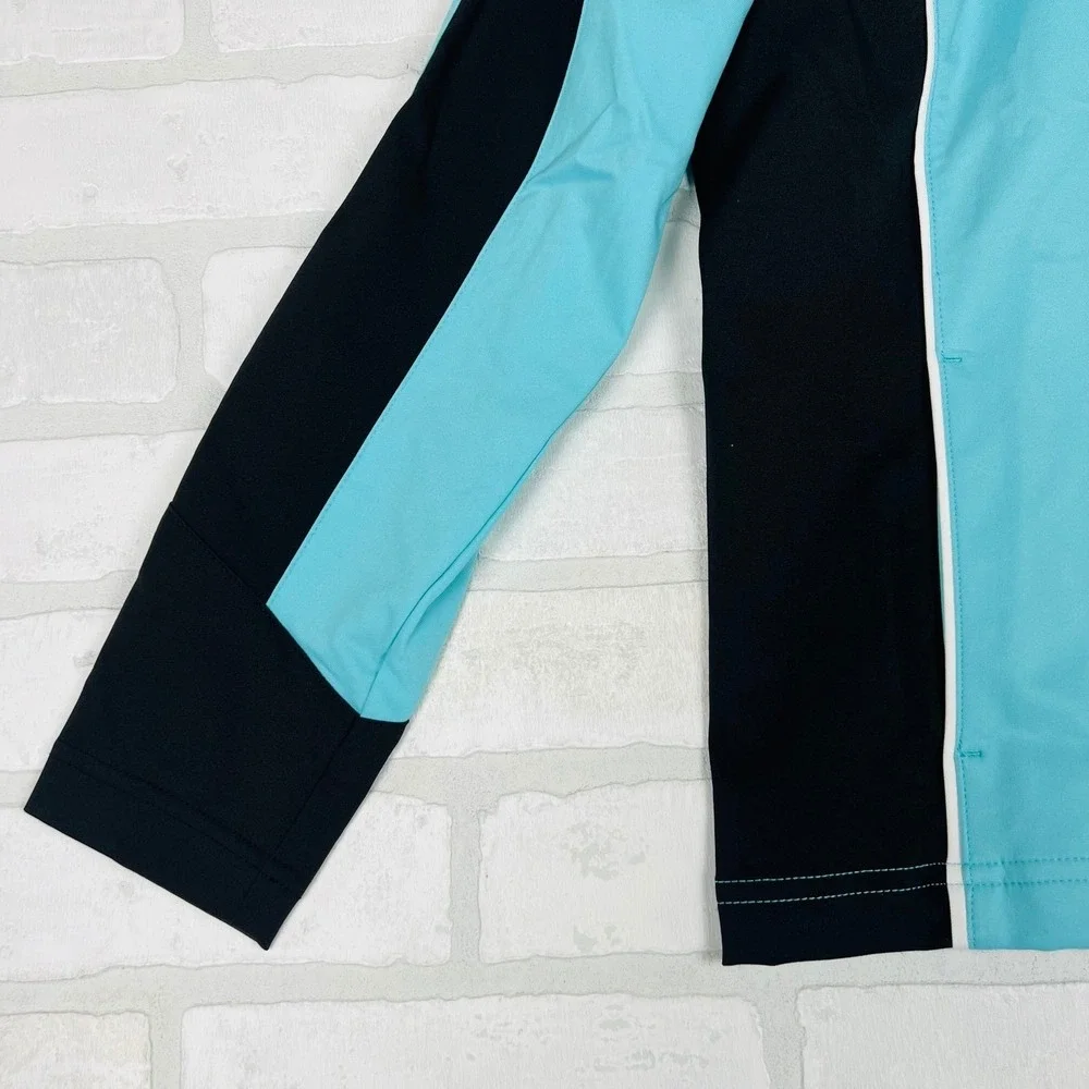 Made For Life Womens Petite Small Aqua Black Full Zip Athletic Jacket NWT‎