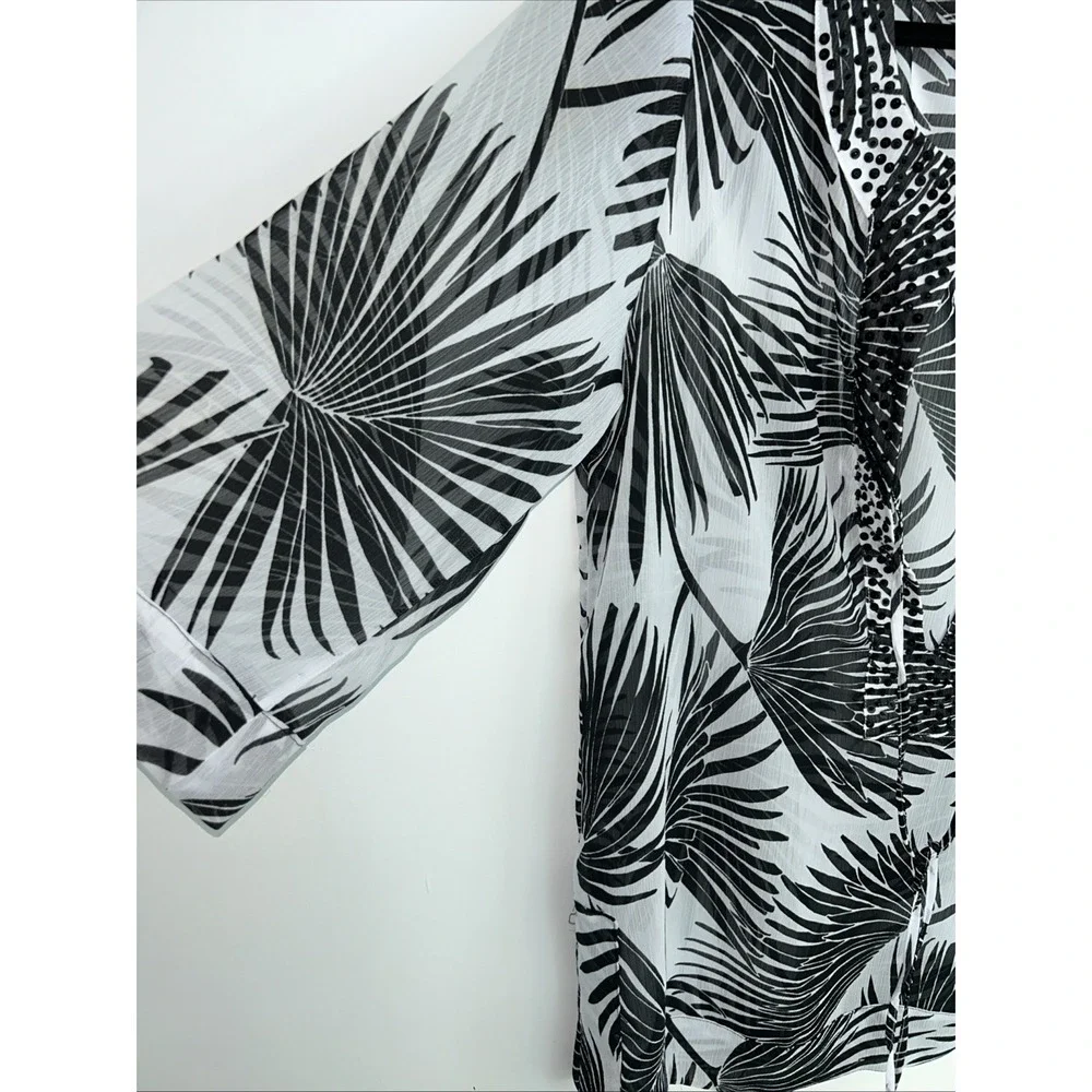 Tommy Bahama Swim Cover-Up One-Size-Fits-All‎ V-Neck Sequence Sheer Black White