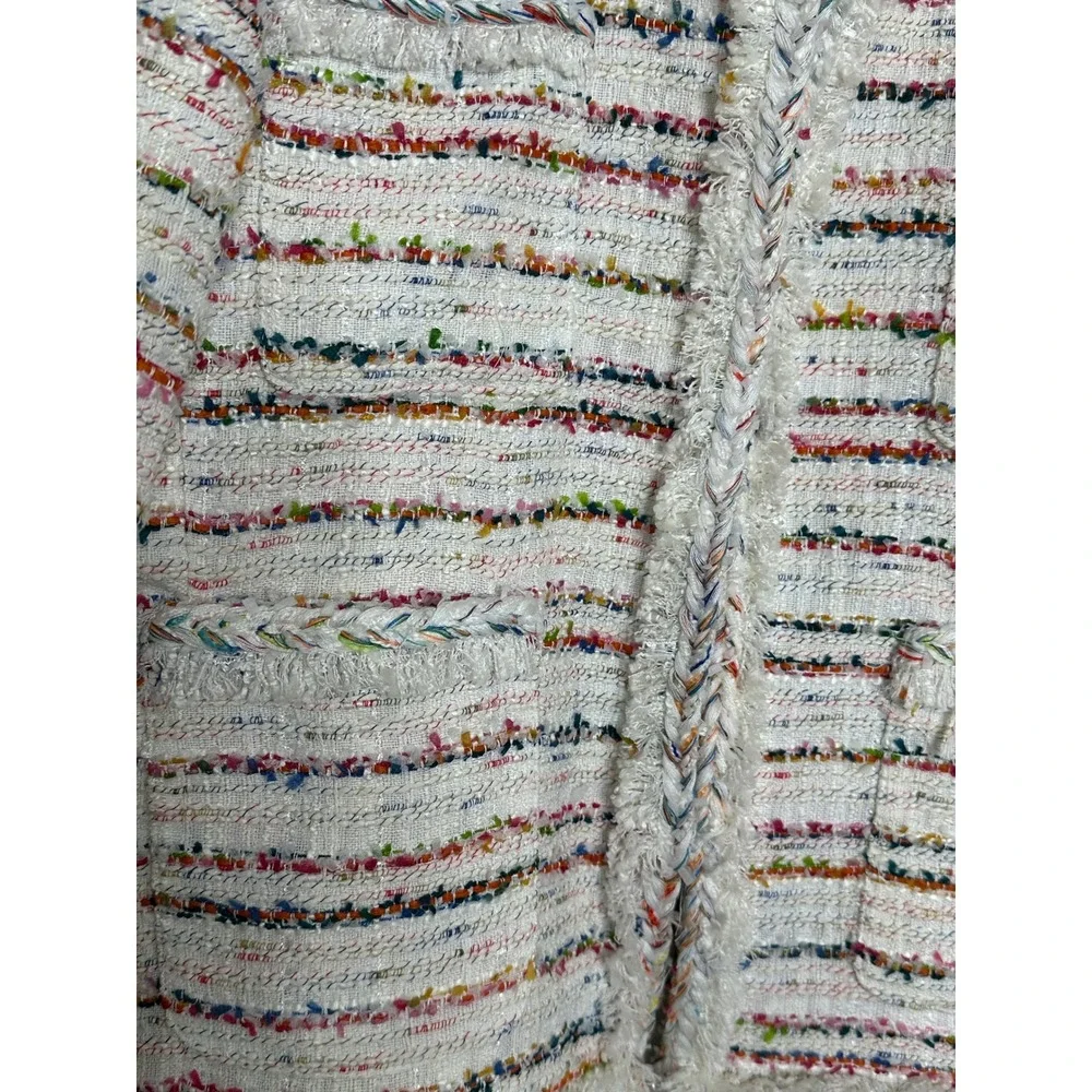 J. Crew Tweed Blazer Jacket Multicolor Striped Collarless Size‎ 14