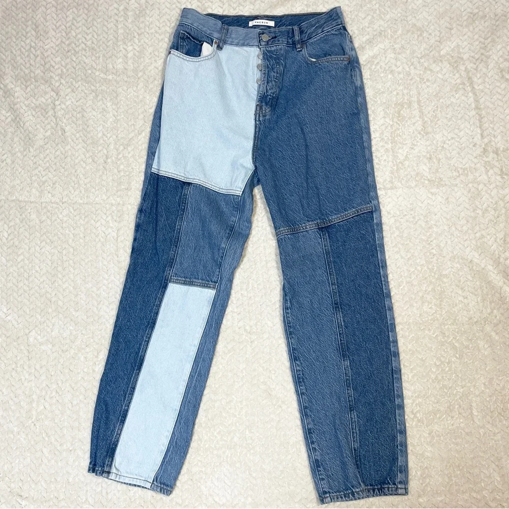 PacSun Patchwork High Waisted Straight Leg Jeans women’s size‎ 28
