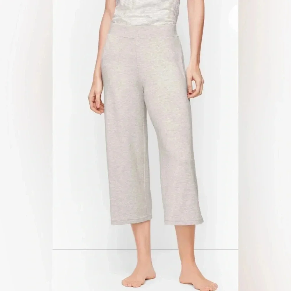 Talbots Womens Cozy Soft Culottes Lounge Pants Wide Leg Grey Modal/Spandex S NWT
